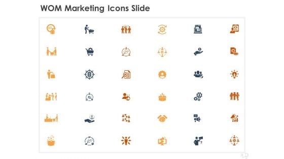 WOM Marketing Icons Slide Ppt Layouts Infographics PDF