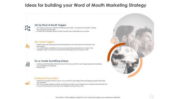 WOM Marketing Ideas For Building Your Word Of Mouth Marketing Strategy Ppt Tips PDF