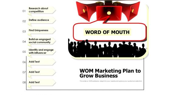 WOM Marketing Plan To Grow Business Ppt PowerPoint Presentation Show Aids