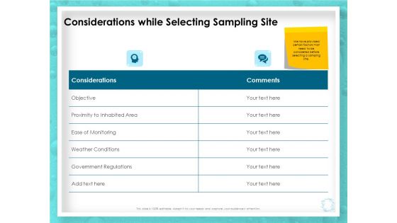 WQM System Considerations While Selecting Sampling Site Ppt PowerPoint Presentation Styles Visuals PDF