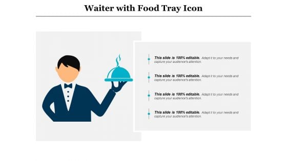 Waiter With Food Tray Icon Ppt PowerPoint Presentation Outline Demonstration