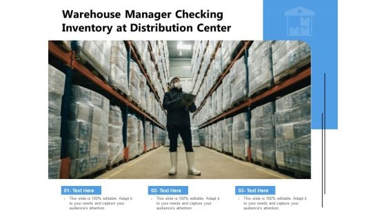 Warehouse Manager Checking Inventory At Distribution Center Ppt PowerPoint Presentation File Outfit PDF