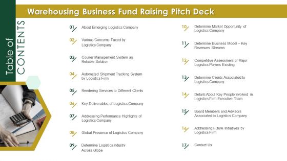 Warehousing Business Fund Raising Pitch Deck Slides PDF