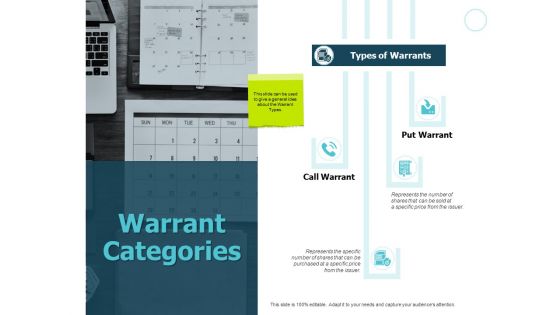 Warrant Categories Calendar Ppt PowerPoint Presentation Visual Aids Example 2015