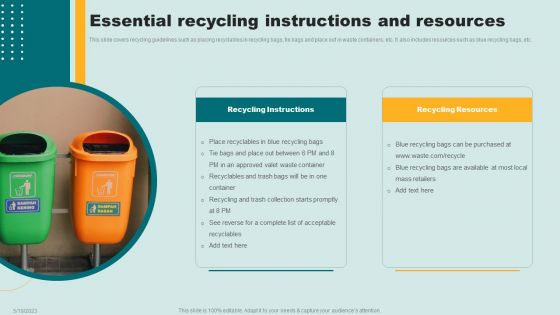 Waste Recycling Services Proposal Essential Recycling Instructions And Resources Professional PDF