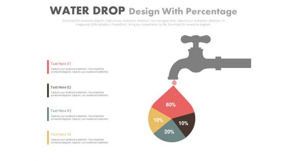 Water Drop Diagram With Percentage Chart Powerpoint Template