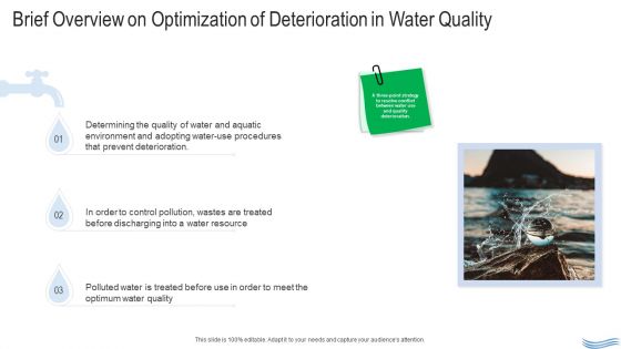 Water Quality Management Brief Overview On Optimization Of Deterioration In Water Quality Ppt Layouts Templates PDF