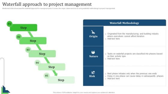 Waterfall Approach To Project Management Portrait PDF