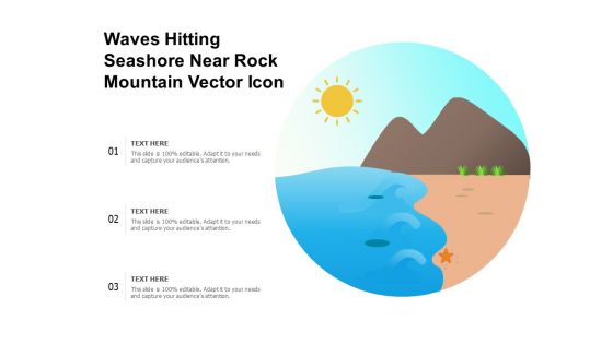 Waves Hitting Seashore Near Rock Mountain Vector Icon Ppt PowerPoint Presentation File Model PDF