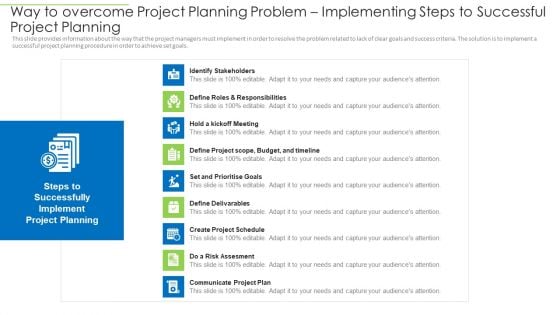 Way To Overcome Project Planning Problem Implementing Steps To Successful Project Planning Portrait PDF