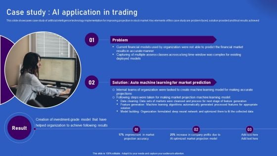 Ways Artificial Intelligence Is Transforming Finance Sector Case Study AI Application In Trading Summary PDF