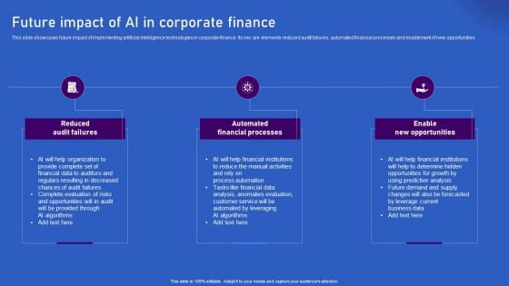 Ways Artificial Intelligence Is Transforming Finance Sector Future Impact Of AI In Corporate Finance Sample PDF Ways Artificial Intelligence Is Transforming Finance Sector Future Impact Of AI In Corporate Finance Sample PDF