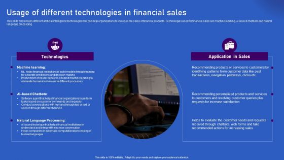 Ways Artificial Intelligence Is Transforming Finance Sector Usage Of Different Technologies In Financial Sales Professional PDF Ways Artificial Intelligence Is Transforming Finance Sector Usage Of Different Technologies In Financial Sales Professional PDF