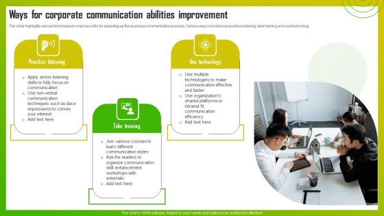 Ways For Corporate Communication Abilities Improvement Demonstration PDF