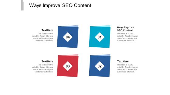 Ways Improve SEO Content Ppt PowerPoint Presentation Inspiration Maker Cpb