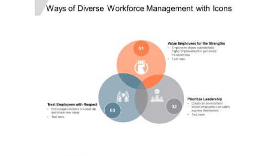 Ways Of Diverse Workforce Management With Icons Ppt Powerpoint Presentation Model Elements