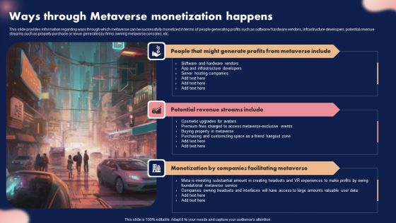 Ways Through Metaverse Monetization Happens Ppt Infographic Template Good PDF