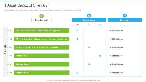 Ways To Accomplish ISO 27001 Accreditation IT Asset Disposal Checklist Formats PDF