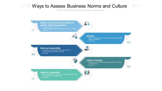 Ways To Assess Business Norms And Culture Ppt PowerPoint Presentation Icon Styles PDF