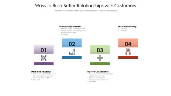 Ways To Build Better Relationships With Customers Ppt PowerPoint Presentation File Outline PDF