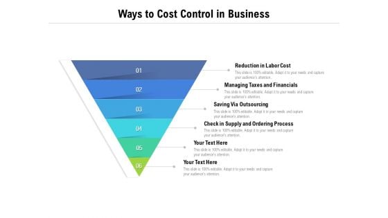 Ways To Cost Control In Business Ppt PowerPoint Presentation Outline Shapes