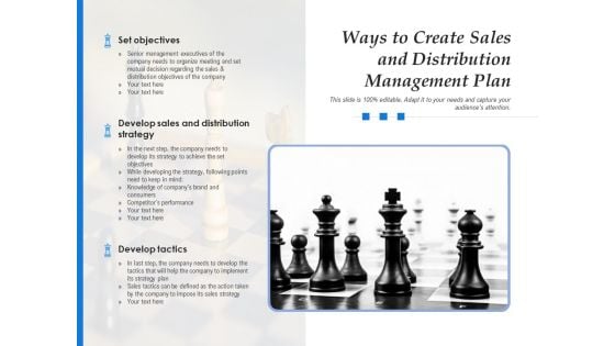 Ways To Create Sales And Distribution Management Plan Ppt PowerPoint Presentation Example 2015 PDF