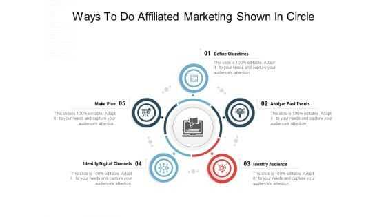 Ways To Do Affiliated Marketing Shown In Circle Ppt PowerPoint Presentation File Mockup PDF