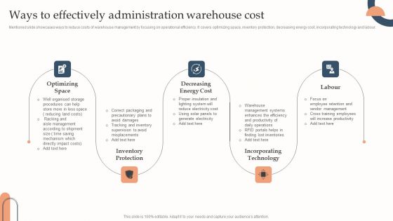 Ways To Effectively Administration Warehouse Cost Themes PDF