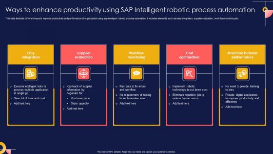 Ways To Enhance Productivity Using SAP Intelligent Robotic Process Automation Summary PDF