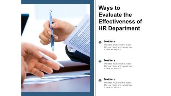 Ways To Evaluate The Effectiveness Of HR Department Ppt PowerPoint Presentation Gallery Introduction PDF