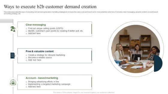 Ways To Execute B2B Customer Demand Creation Ppt Infographic Template Graphic Images PDF