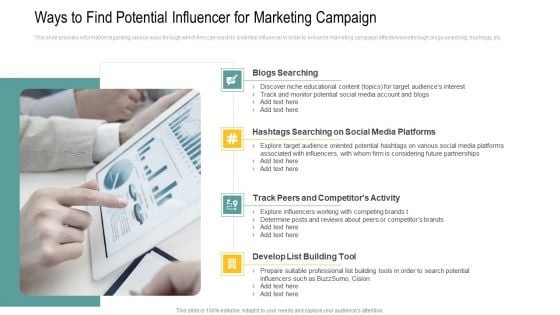 Ways To Find Potential Influencer For Marketing Campaign Ideas PDF