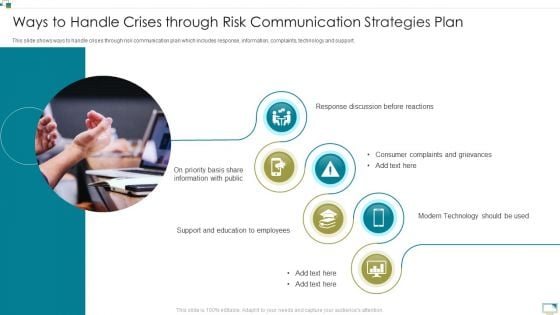 Ways To Handle Crises Through Risk Communication Strategies Plan Mockup PDF