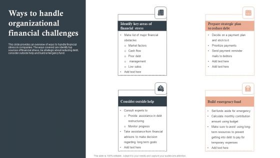 Ways To Handle Organizational Financial Challenges Ppt Gallery Slides PDF