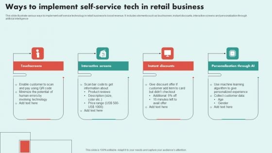 Ways To Implement Self Service Tech In Retail Business Designs PDF Ways To Implement Self Service Tech In Retail Business Designs PDF