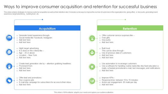 Ways To Improve Consumer Acquisition And Retention For Successful Business Information PDF