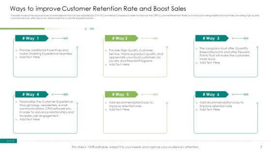 Ways To Improve Customer Retention Rate And Boost Sales Ppt File Introduction PDF