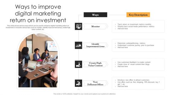 Ways To Improve Digital Marketing Return On Investment Clipart PDF Ways To Improve Digital Marketing Return On Investment Clipart PDF