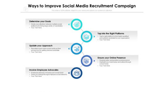 Ways To Improve Social Media Recruitment Campaign Ppt PowerPoint Presentation File Slide Download