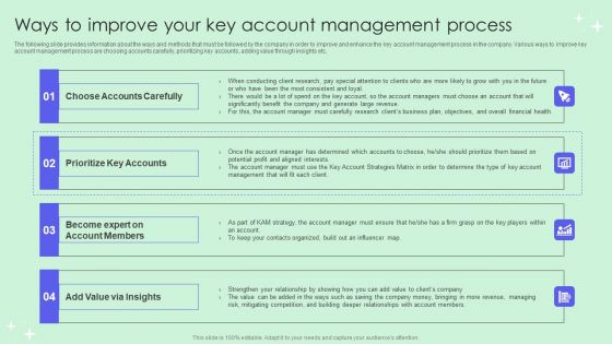 Ways To Improve Your Key Account Management Process Graphics PDF
