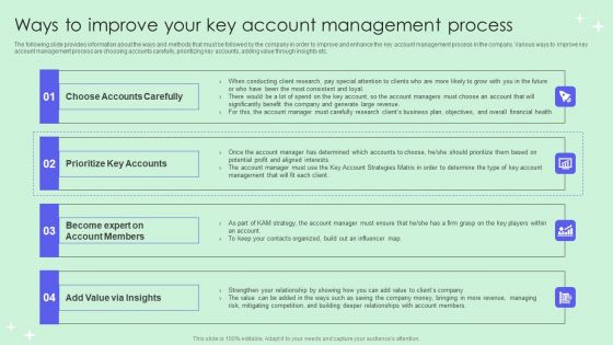 Ways To Improve Your Key Account Management Process Graphics PDF Ways To Improve Your Key Account Management Process Graphics PDF