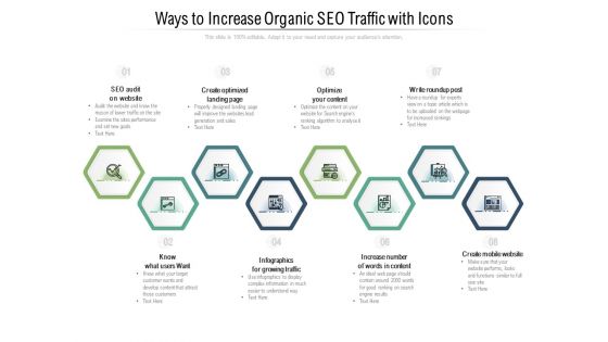 Ways To Increase Organic SEO Traffic With Icons Ppt PowerPoint Presentation File Background Images