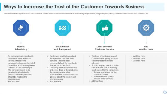 Ways To Increase The Trust Of The Customer Towards Business Pictures PDF