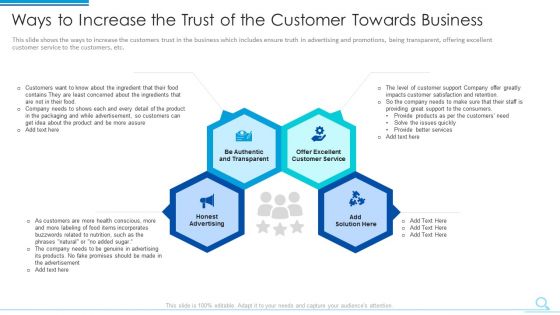 Ways To Increase The Trust Of The Customer Towards Business Portrait PDF