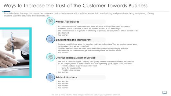Ways To Increase The Trust Of The Customer Towards Business Ppt Portfolio Designs PDF Ways To Increase The Trust Of The Customer Towards Business Ppt Portfolio Designs PDF