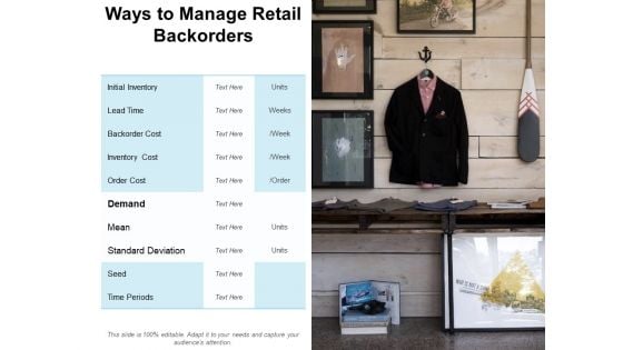 Ways To Manage Retail Backorders Ppt PowerPoint Presentation Gallery Visuals