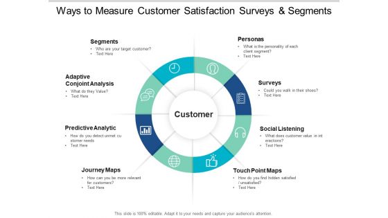 Ways To Measure Customer Satisfaction Surveys And Segments Ppt PowerPoint Presentation Layouts Infographic Template