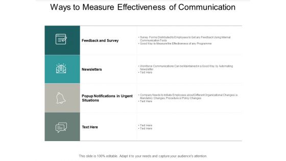 Ways To Measure Effectiveness Of Communication Ppt Powerpoint Presentation Icon Ideas