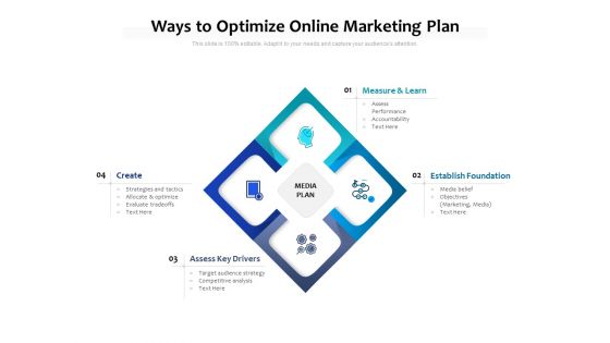 Ways To Optimize Online Marketing Plan Ppt PowerPoint Presentation Ideas Layouts PDF