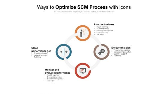 Ways To Optimize SCM Process With Icons Ppt PowerPoint Presentation Infographics Example